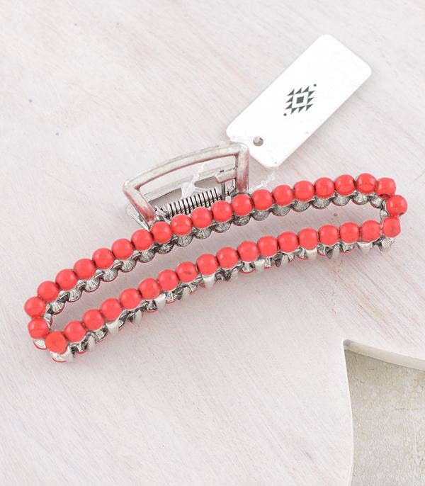 Coral Stone Hair Claw Clip