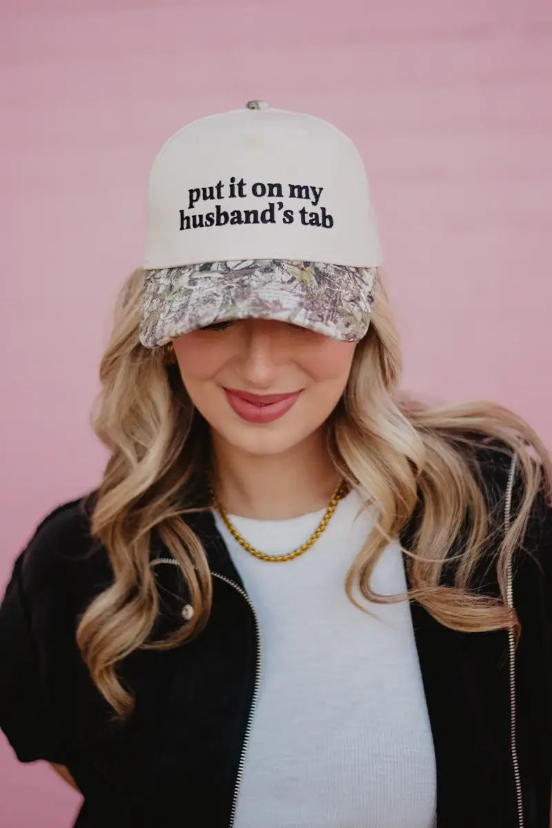 Put It On My Husband's Tab Two-Toned Trucker Hat